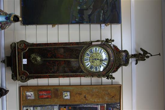 A 19th century French ormolu mounted red boulle wall clock, H.4ft 7in.